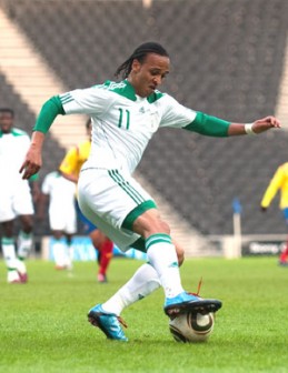 Osaze: In action during an international friendly match. He is one of Coach Lagerbackâ€™s Eagles that will tackle Argentina come 12 June in South Africa.