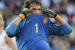Serbia's goalkeeper Vladimir Stojkovic celebrates with the ball under his jersey at the end the Group D first round 2010 World Cup football match Germany vs Serbia on June 18, 2010 at Nelson Mandela Bay stadium in Port Elizabeth. Serbia defeated Germany 1-0. NO PUSH TO MOBILE / MOBILE USE SOLELY WITHIN EDITORIAL ARTICLE - AFP PHOTO / LIU JIN