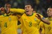 Brazil's defender Juan (L) celebrates after scoring with Brazil's defender Lucio (3) and Brazil's striker Luis Fabiano during the 2010 World Cup round of 16 match Brazil vs Chile on June 28, 2010 at Ellis Park stadium in Johannesburg. NO PUSH TO MOBILE / MOBILE USE SOLELY WITHIN EDITORIAL ARTICLE AFP PHOTO / ROBERTO SCHMIDT