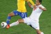 Brazil's midfielder Gilberto Silva (L) vies with Brazil's striker Robinho during the 2010 World Cup round of 16 football match Brazil vs. Chile on June 28, 2010 at Ellis Park stadium in Johannesburg. NO PUSH TO MOBILE / MOBILE USE SOLELY WITHIN EDITORIAL ARTICLE AFP PHOTO / GABRIEL BOUYS
