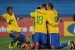 Brazil's striker Robinho (2ndL) celebrates with teammates after scoring his team's third goal during the 2010 World Cup round of 16 football match Brazil vs. Chile on June 28, 2010 at Ellis Park stadium in Johannesburg. NO PUSH TO MOBILE / MOBILE USE SOLELY WITHIN EDITORIAL ARTICLE - AFP PHOTO / PEDRO UGARTE