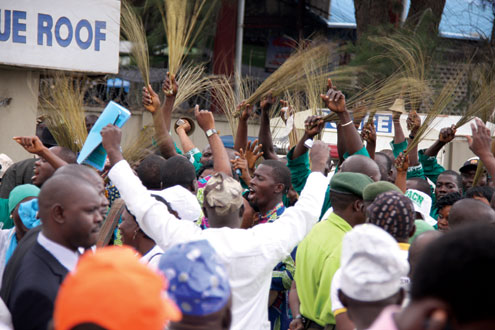Part of the huge turnout of AC loyalists in Lagos today. PHOTO: IDOWU OGUNLEYE & OLATUNJI OBASA.
