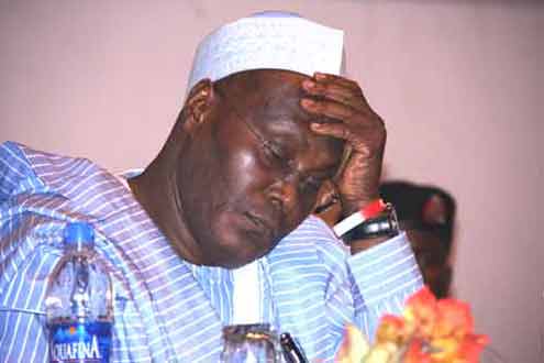 Atiku in deep reflection at the launch of a book, yesterday in Lagos.