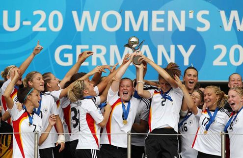 Germans celebrate with the World Cup.