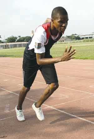 Victor Ojobor trains at the UNILAG Sports Centre during the camp exercise of the Adopt-A-Talent Sports Programme.