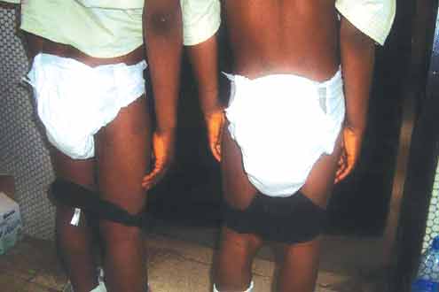 Cocain concealed in pampers worn by the twins.