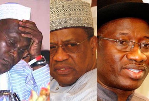 (from left) Atiku Abubakar, Geeneral Babangida and Goodluck Jonathan.