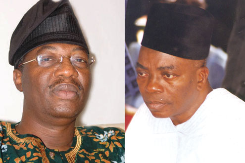 Otunba Gbenga Daniel, Governor, Ogun State (l) and Minister for Commerce and Industry, Senator Jubril Martins-Kuye.