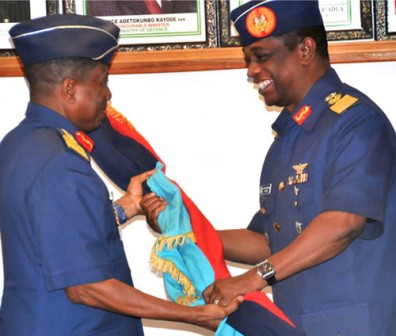 L-R, In-coming, Chief  of  Defence  Staff, Air  Chief  Marshal  Oluseye Petinrin  and  out-going, Chief  of  Defence  Staff, Air  Chief  Marshal  Paul Dike, during  the  Handing-Over  Ceremony,in  Abuja  on  Monday, 13/09/10.