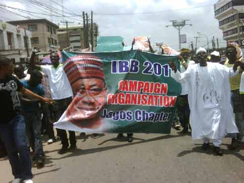IBB supporters in Lagos yesterday. Photo Simon Ateba.