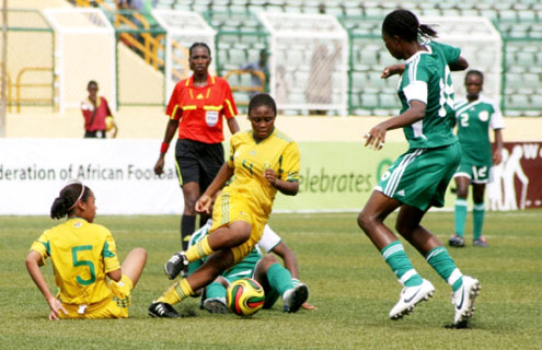 Action during the second group match between Nigeria and Trinidad & Tobagoâ€™s  at the ongoing FIFA U-17 Womenâ€™s World Cup.