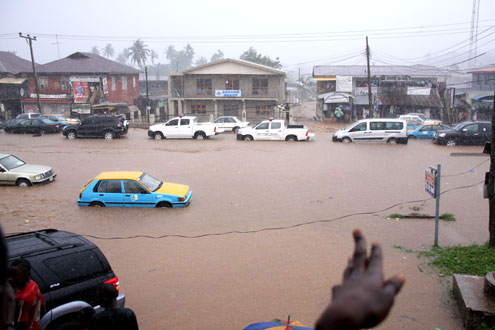 This is Adesida Road, Akure, Sunshine Capital of Ondo State,during a raining day. Photo: Idowu Ogunleye.