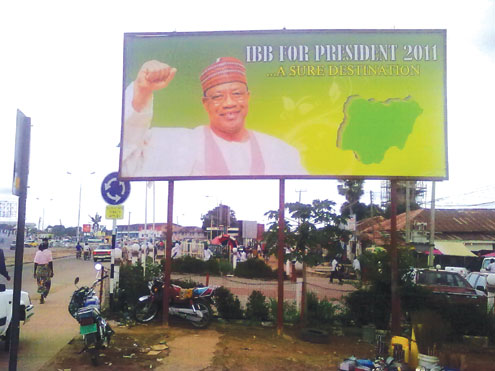 IBBâ€™s campaign billboard without PDP symbol in Minna, Niger State. PHOTO: MUSA Aliyu.
