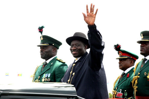 PRESIDENT GOODLUCK JONATHAN DURING A SPECIAL PARADE TO CELEBRATE NIGERIA’S 50TH INDEPENDENCE ANNIVERSARY TODAY FRIDAY IN ABUJA.