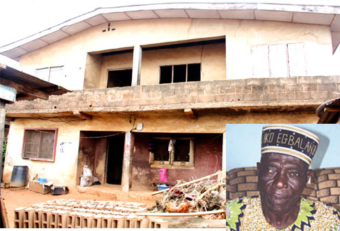 The house whose landlord gave tenants free one month rent to celebrate Nigeriaâ€™s 50th Independence anniversary. Inset: The kind landlord: Oladunjoye.PHOTO: IDOWU OGUNLEYE.