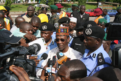 Minister of Police Affair, Adamu Wazirri, with Abuja CP, John Haruna, been interviewed by Journalist.