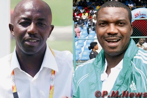 â€¢Coach Siasia (l) awaits NFF’s decision Stand-in coach, Eguavoen (r).