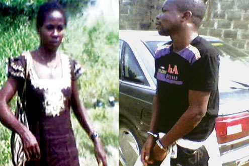 Crime of passion: Nsidibe Achibong in handcuffs and his lover Margaret Caleb