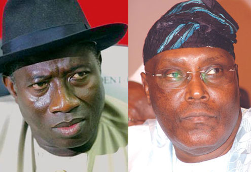 Goodluck Jonathan (left) Atiku Abubaka (right)