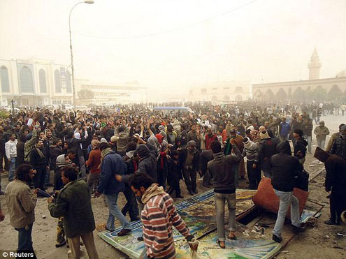 Protesters in the seaport city of Tobruk, Libya.