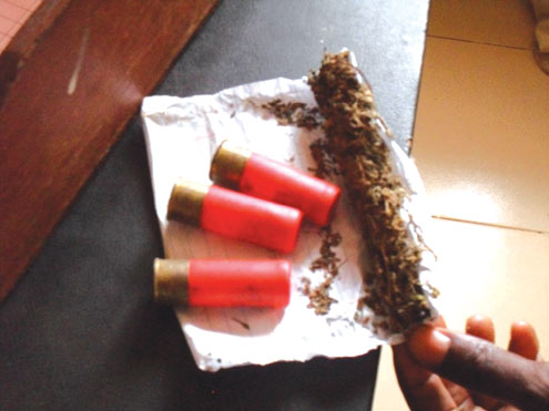 The bullets and hemp recovered from his abode