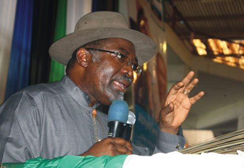 Rivers State ACN Governorship hopeful, Dr. Abiye Sekibo making his Manifesto Presentation.