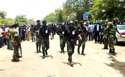 Combat Ready Security Men at the VP polling Unit in Kaduna.
