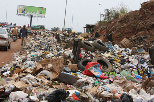 Refuse lattered everywhere in Nyanyan, Abuja, on Easter Monday.