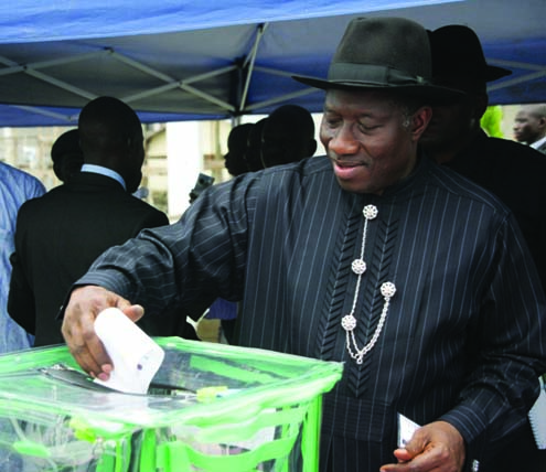 President Goodluck Jonathan casting his vote.