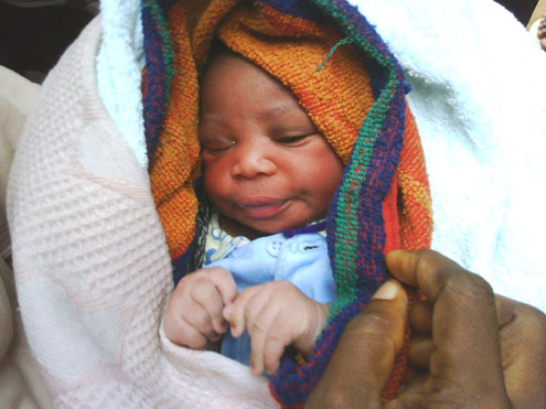 The baby rescued this morning in Shasha area of Lagos. PHOTO: Umoh Ofofon.