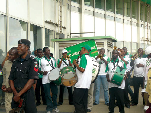 Members of the Nigeria Football Supporters Club were also on ground to welcome the team.