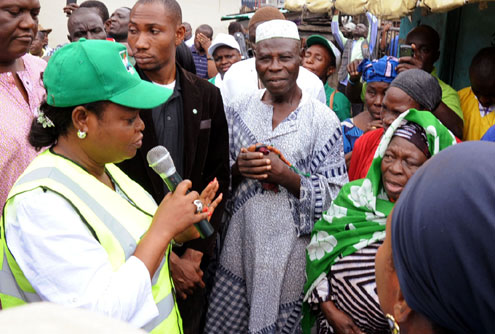 R â€“L: Lagos State Deputy Governor, Hon. Adejoke Orelope-Adefulire, Former Commissioner, Teju Philips, Chairman, Ikoyi/Obalende local council development area, Hon. Adewale Adeniji, and Member Lagos House of Assembly, Olusegun Yishawu, during the monthly environmental sanitation monitoring at Eti-Osa Local Government on Saturday July 30, 2011.