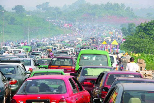 Kugbo junction Nyanya road trafic this morning in Abuja