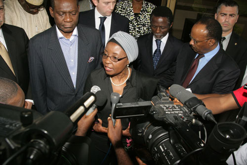 VISITING UN DEPUTY SECRETARY GENERAL, MS. ASHA-ROSE MIGIRO ADDRESSING STATE HOUSE CORRESPONDENT AFTER HER MEETING WITH PRESIDENT GOODLUCK JONATHAN AT THE STATE HOUSE IN ABUJA TODAY SUNDAY.