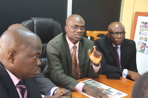 The Managing Director/Editor-In-Chief of TheNEWS/P.M.NEWS/A.M.Sports, Mr. Bayo Onanuga, Lagos State Commissioner for Information and Strategy, Mr. Remi Ibirogba, and the Special Adviser to Governor Babatunde Fashola on Media, Mr. Hakeem Bello, during the visit of the commissioner to the Corporate Headquarters of Independent Communications Network Ltd., INCL, publishers of TheNEWS/P.M.NEWS/A.M.Sports, today in Lagos. PHOTO: IDOWU OGUNLEYE.