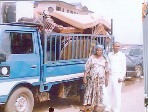 Prophetess Ngozi and her husband Pastor Ifeanyi with the widowâ€™s property.