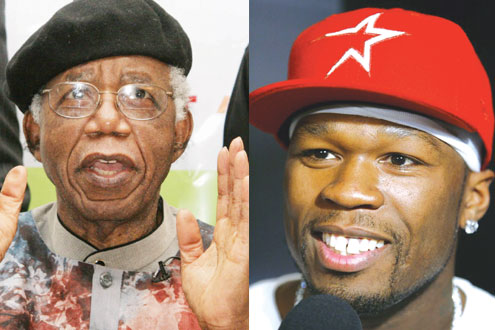 L-R: Chinua Achebe and-50-cent.
