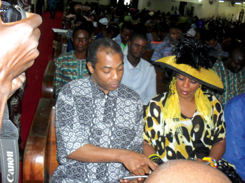 Femi and Yeni in the church.