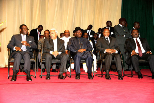 African leaders at an event in Sao Tome
