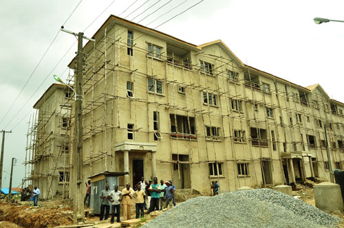 The on-going Gbagada Housing Estate project of the Lagos State Government in Gbagada during an inspection by the Governor, Mr. Babatunde Fashola (SAN) on Tuesday, October 4, 2011.