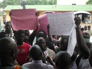 The protesting drivers in Benin City.