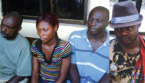 The suspects arrested for gang-raping a teenager in Lagos. PHOTOS: Cyriacus Izuekwe.