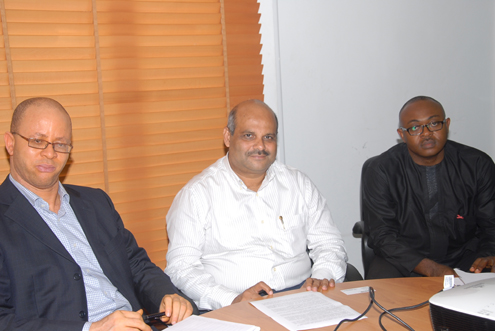 Director, Regulatory Affairs, Airtel Nigeria, Osondu Nwokolo; Chief Operating Officer & Executive Director, Airtel, Despak Srivastava and the Director, Corporate Affairs, Emeka Oparah, during Airtel press briefing in Lagos