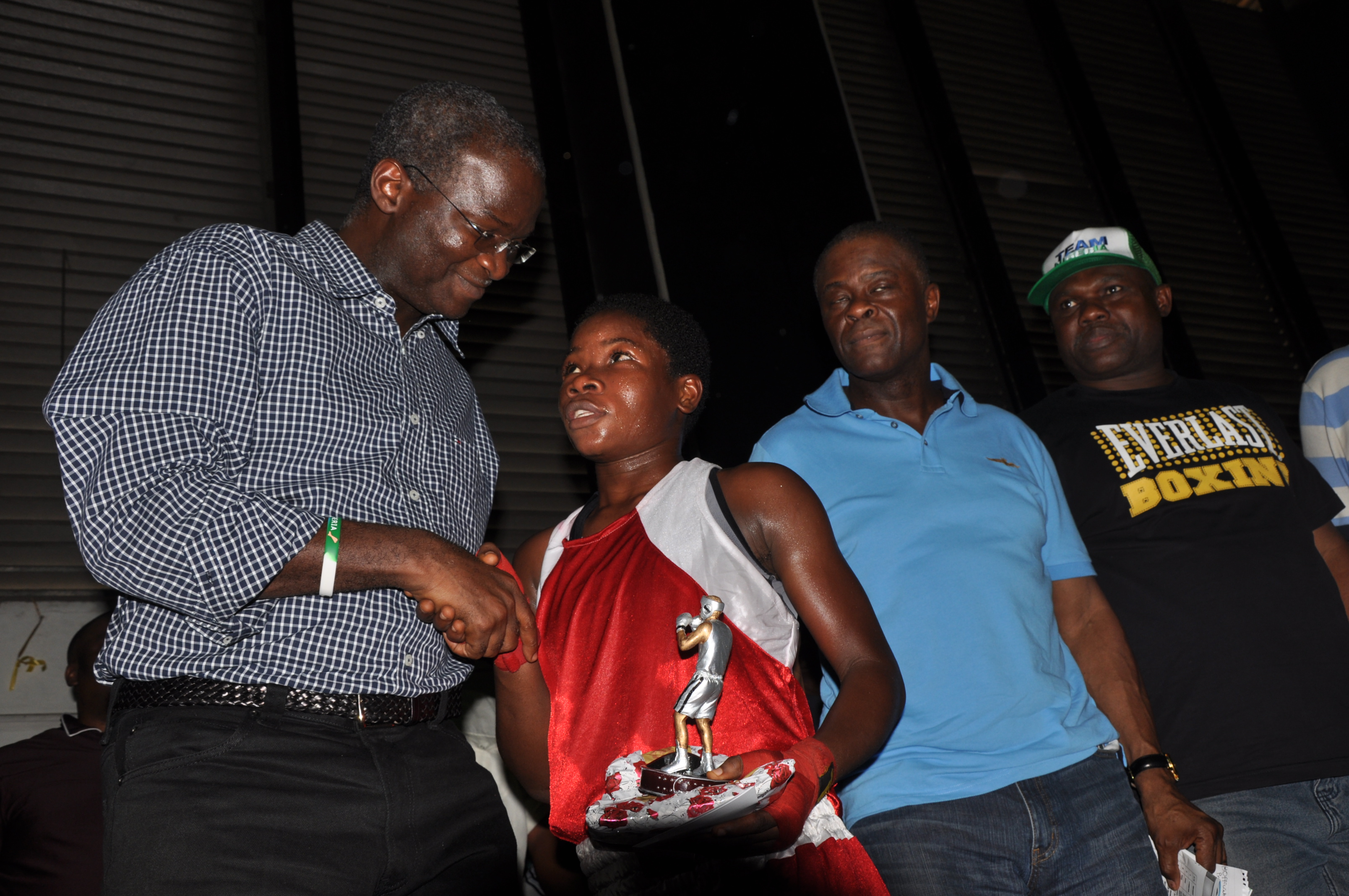 Governor Fashola with one of the boxing champs