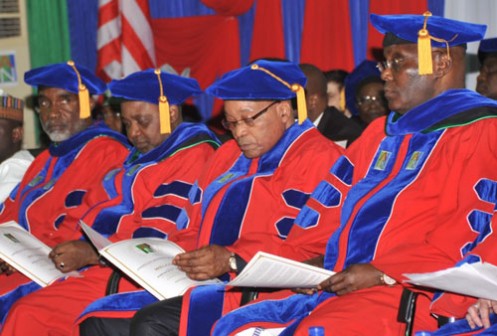 Very important dignitaries at the American University of Nigeria, Yola during conferment of award