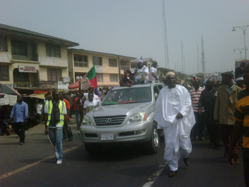 Dokubo Asari leads protest in Port Harcourt.