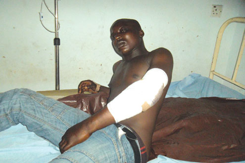 Saheed Mufutau on hospital bed