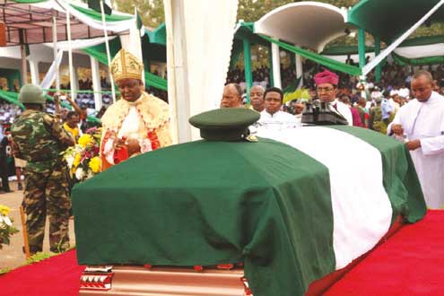 Casket bearing the remains of the late Biafran leader. PHOTOS: Emmanuel Osodi.