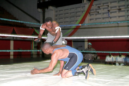 Wrestlers in action during a recent tournament in Lagos.