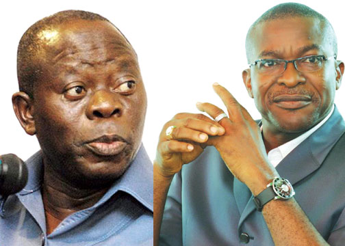 • Oshiomhole (l) and General Airhiavbere will lock horns for the Edo governorship in July, but the campaigns have become very combustible